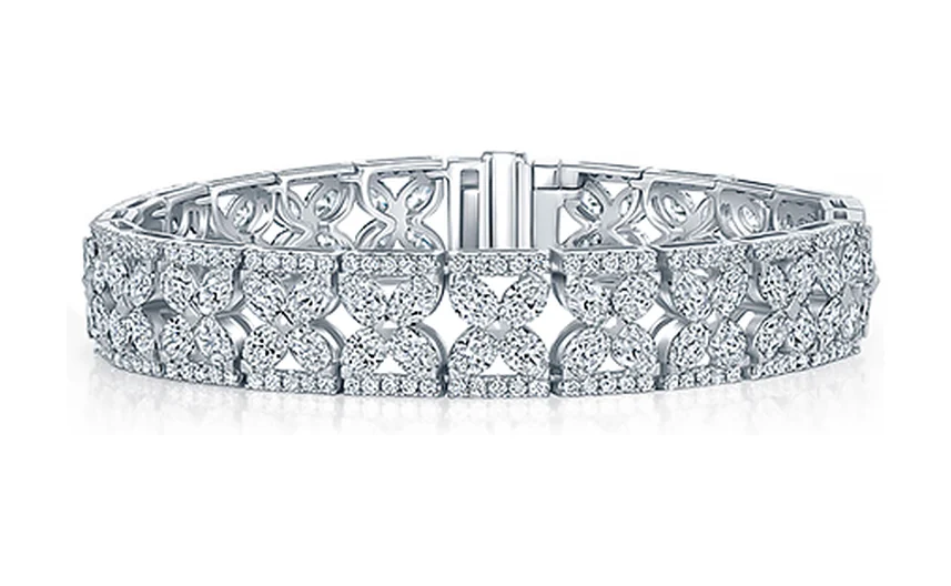 A wide white diamond bracelet in white gold