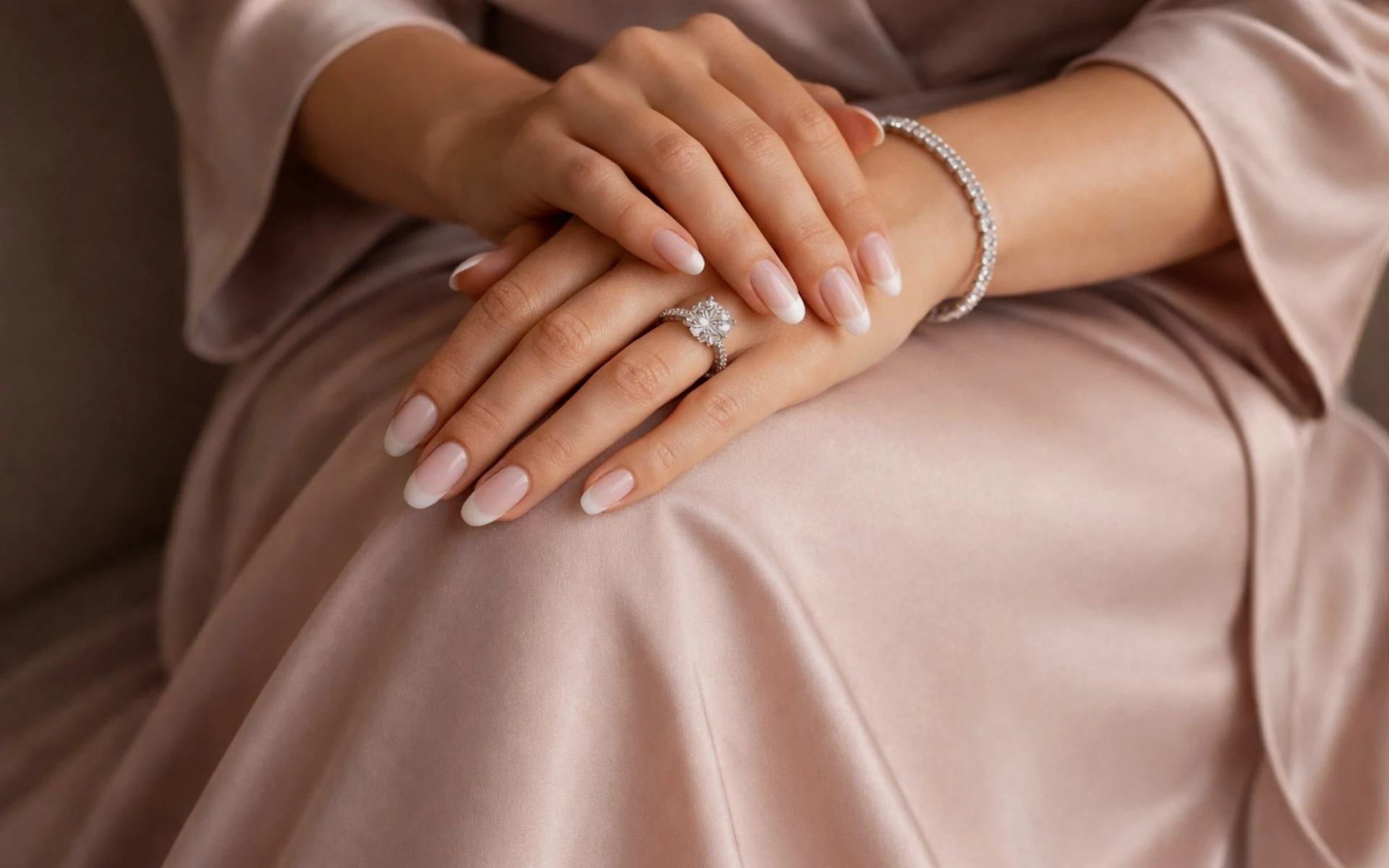 A solitaire diamond engagement ring resting on a velvet tray at J. David Jewelry